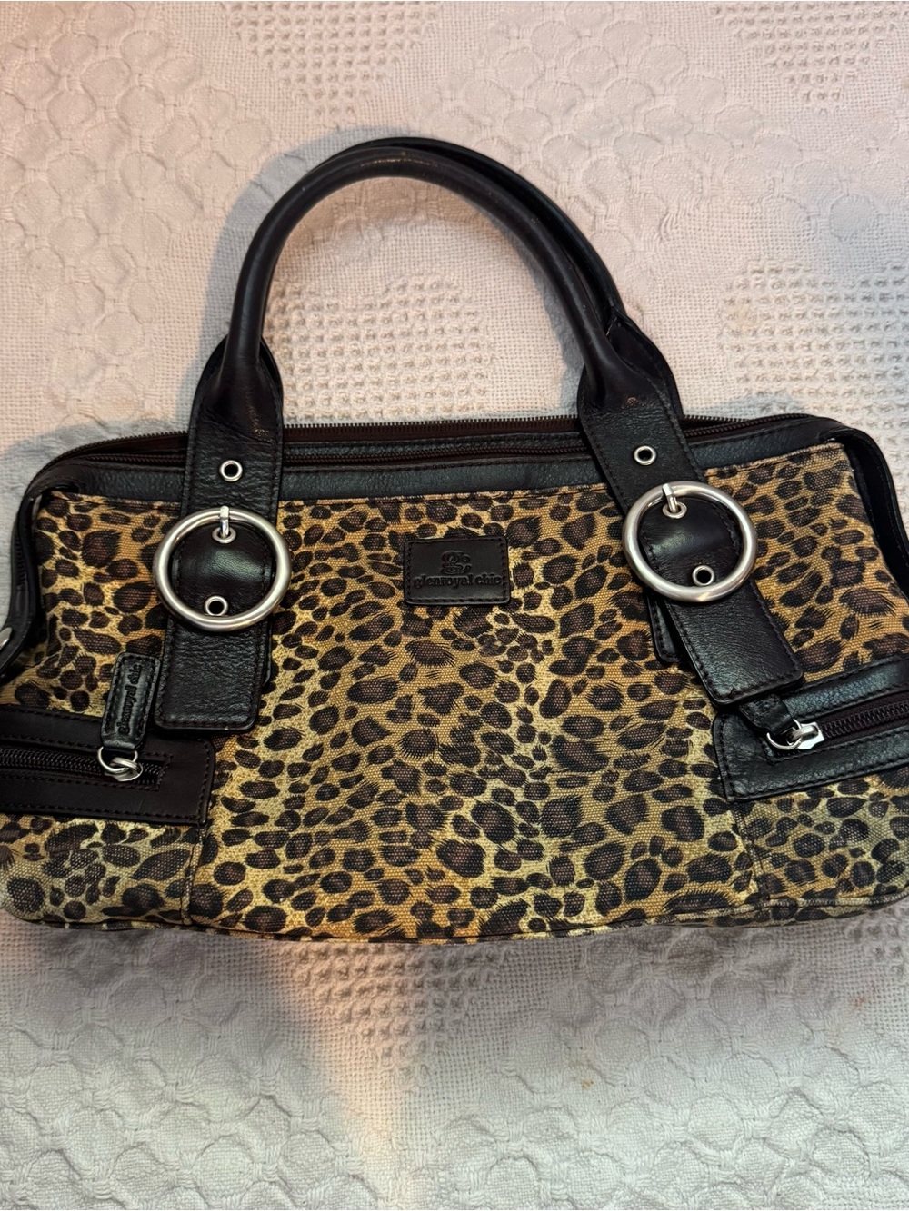 Leopard Print shoulder bag with silver buckles